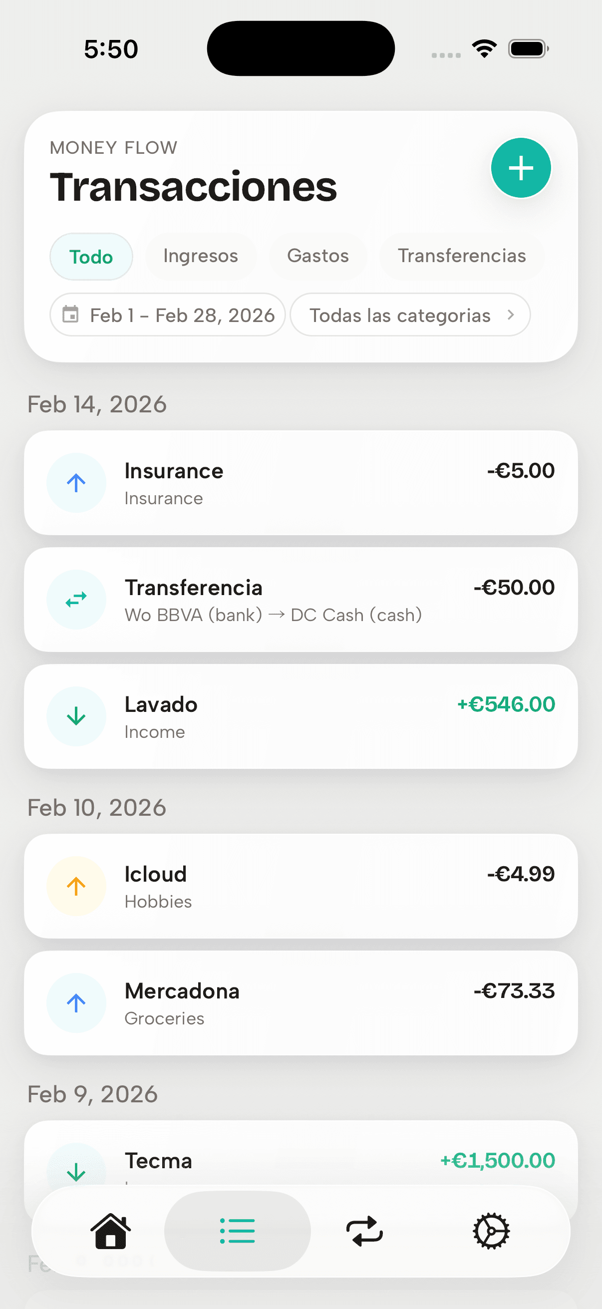 FI-532 Transactions screen